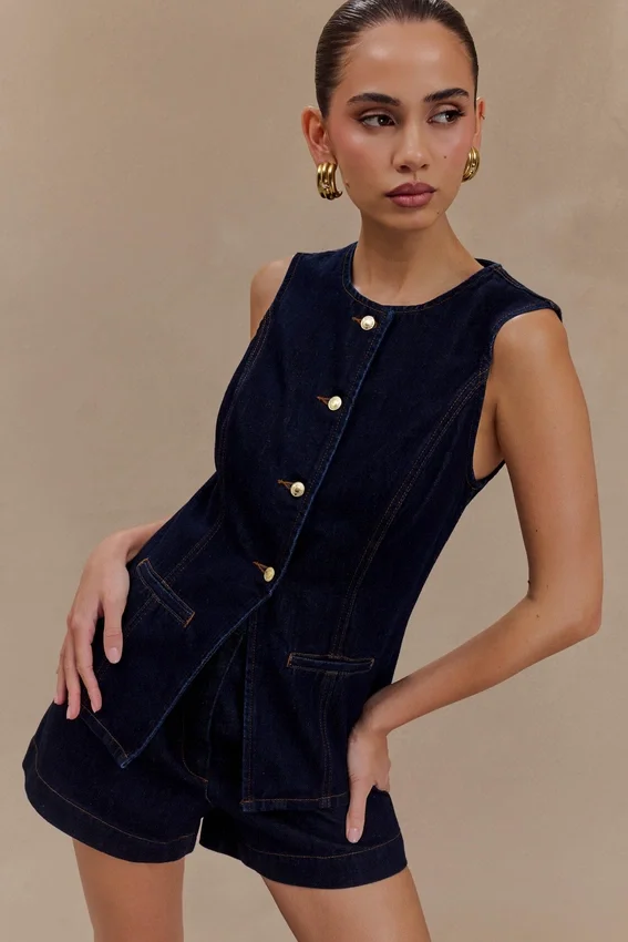 Abel Denim Button Up Top – Indigo Blue Abel Denim Button Up Top – Indigo Blue