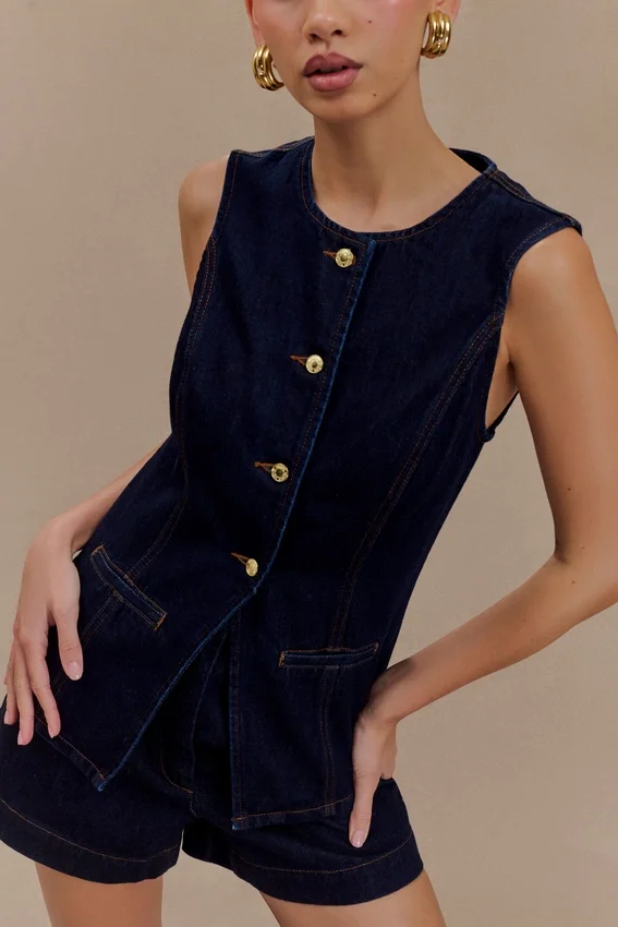 Abel Denim Button Up Top – Indigo Blue Abel Denim Button Up Top – Indigo Blue