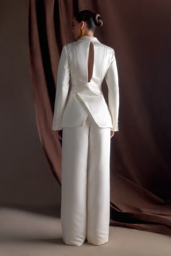 Ada Tailored Satin Blazer – Ivory Ada Tailored Satin Blazer – Ivory