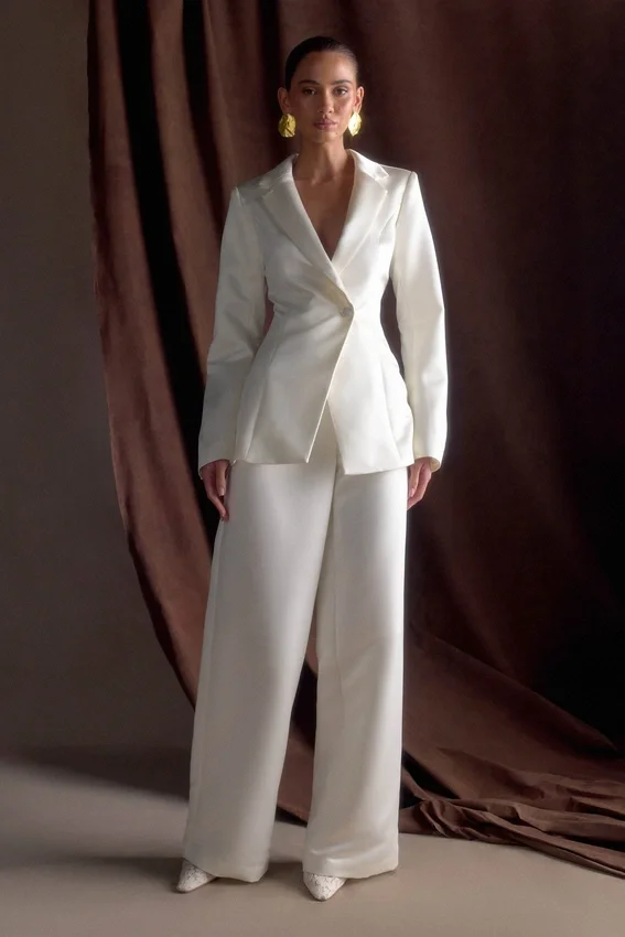 Ada Tailored Satin Blazer – Ivory Ada Tailored Satin Blazer – Ivory