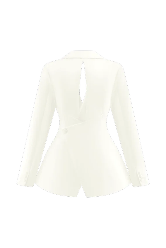 Ada Tailored Satin Blazer – Ivory Ada Tailored Satin Blazer – Ivory