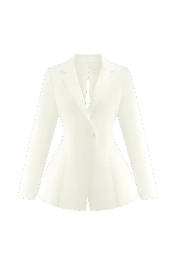 Ada Tailored Satin Blazer – Ivory Ada Tailored Satin Blazer – Ivory