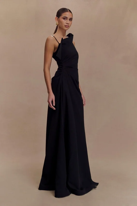 Adalyn One Shoulder Crepe Maxi Dress – Black Adalyn One Shoulder Crepe Maxi Dress – Black