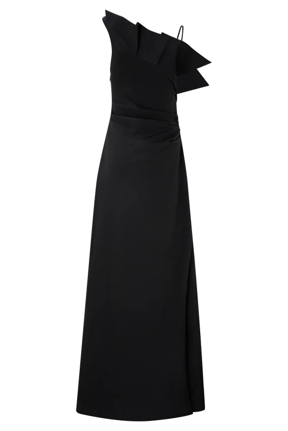 Adalyn One Shoulder Crepe Maxi Dress – Black Adalyn One Shoulder Crepe Maxi Dress – Black