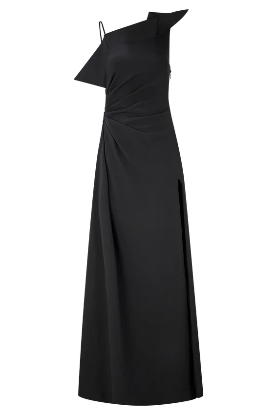 Adalyn One Shoulder Crepe Maxi Dress – Black Adalyn One Shoulder Crepe Maxi Dress – Black
