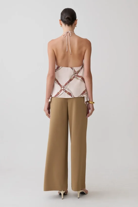 Adelaide Draped Satin Halter Top – Chain Print Adelaide Draped Satin Halter Top – Chain Print