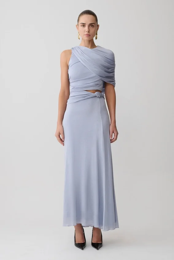 Adrienne Lurex Knot Maxi Skirt – Pastel Blue Adrienne Lurex Knot Maxi Skirt – Pastel Blue