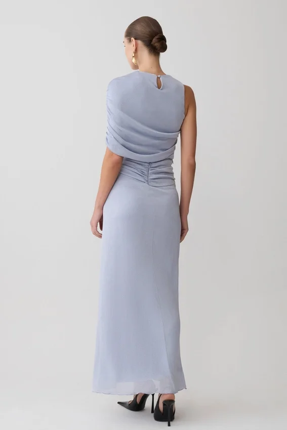 Adrienne Lurex Knot Maxi Skirt – Pastel Blue Adrienne Lurex Knot Maxi Skirt – Pastel Blue
