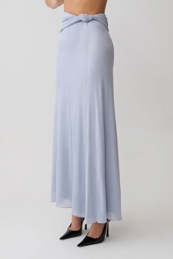 Adrienne Lurex Knot Maxi Skirt – Pastel Blue Adrienne Lurex Knot Maxi Skirt – Pastel Blue