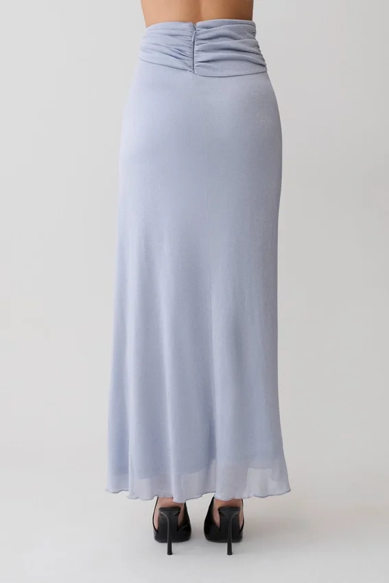 Adrienne Lurex Knot Maxi Skirt – Pastel Blue Adrienne Lurex Knot Maxi Skirt – Pastel Blue