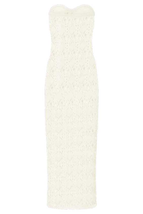 Aeline Strapless Crochet Knit Top – Ivory Aeline Strapless Crochet Knit Top – Ivory