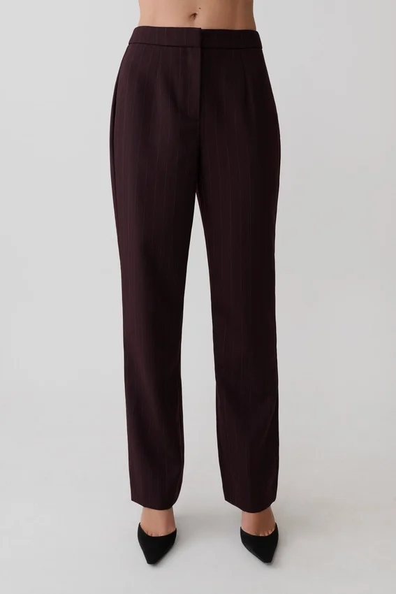 Agatha Straight Leg Suiting Pants – Plum Pinstripe Agatha Straight Leg Suiting Pants – Plum Pinstripe