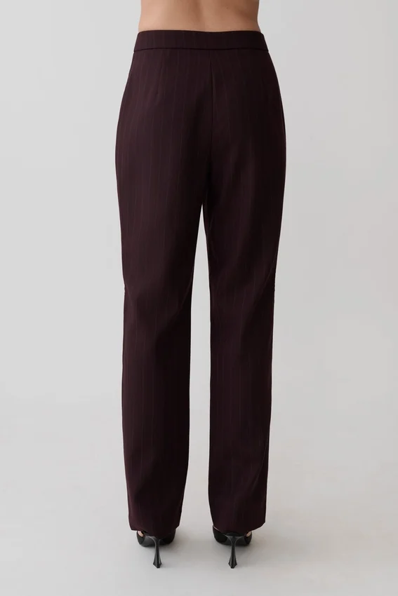Agatha Straight Leg Suiting Pants – Plum Pinstripe Agatha Straight Leg Suiting Pants – Plum Pinstripe