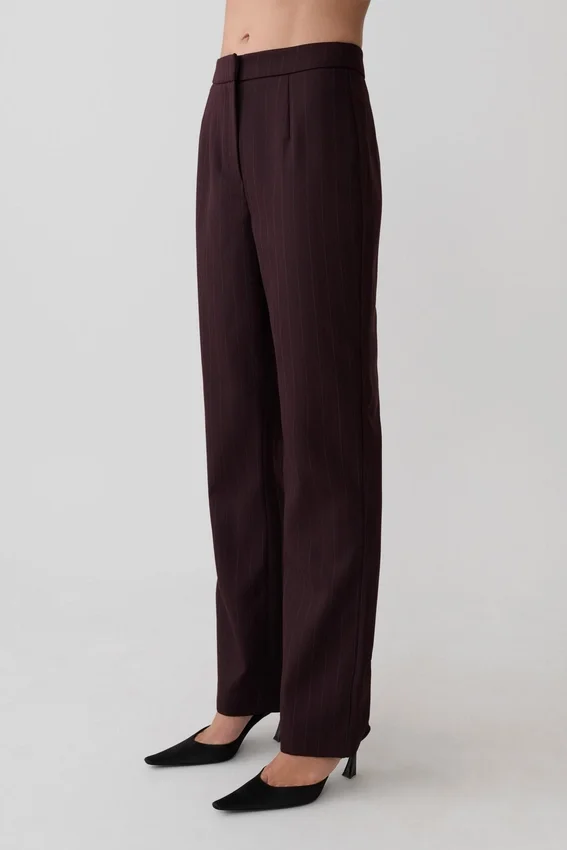 Agatha Straight Leg Suiting Pants – Plum Pinstripe Agatha Straight Leg Suiting Pants – Plum Pinstripe