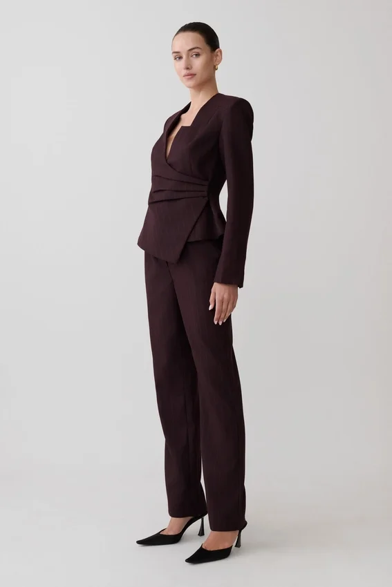 Agatha Straight Leg Suiting Pants – Plum Pinstripe Agatha Straight Leg Suiting Pants – Plum Pinstripe