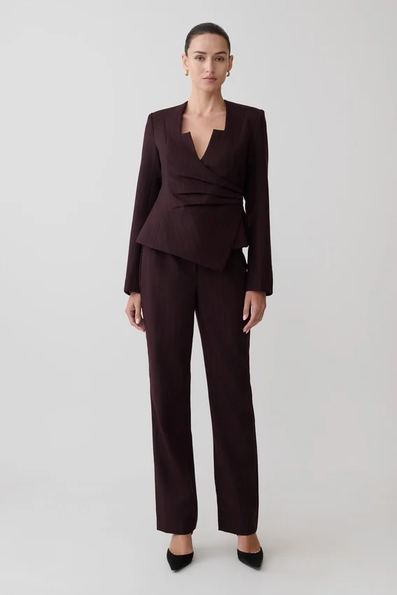 Agatha Straight Leg Suiting Pants – Plum Pinstripe Agatha Straight Leg Suiting Pants – Plum Pinstripe