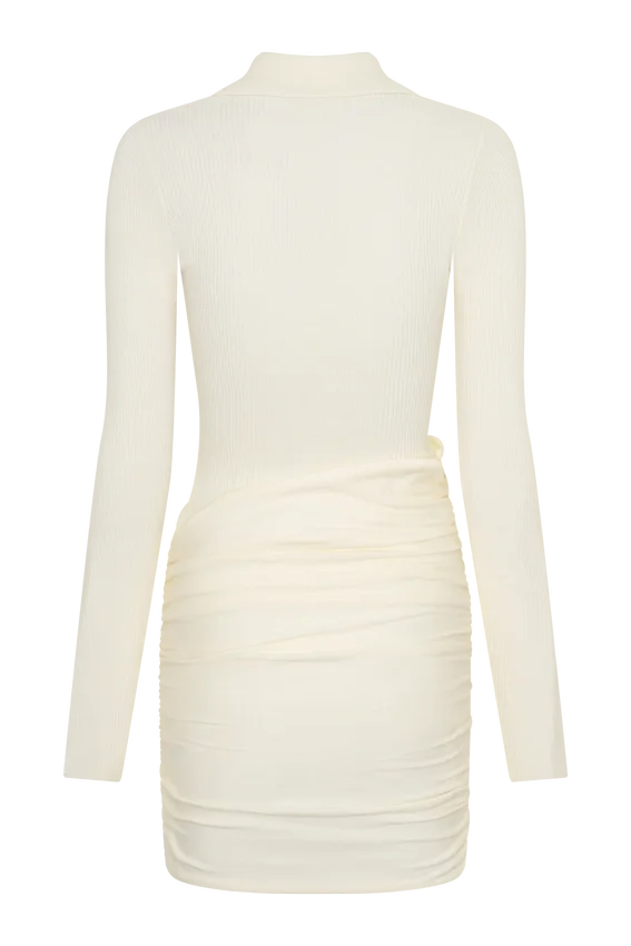 Agness Long Sleeve Button Up Knit Dress – Ivory Agness Long Sleeve Button Up Knit Dress – Ivory