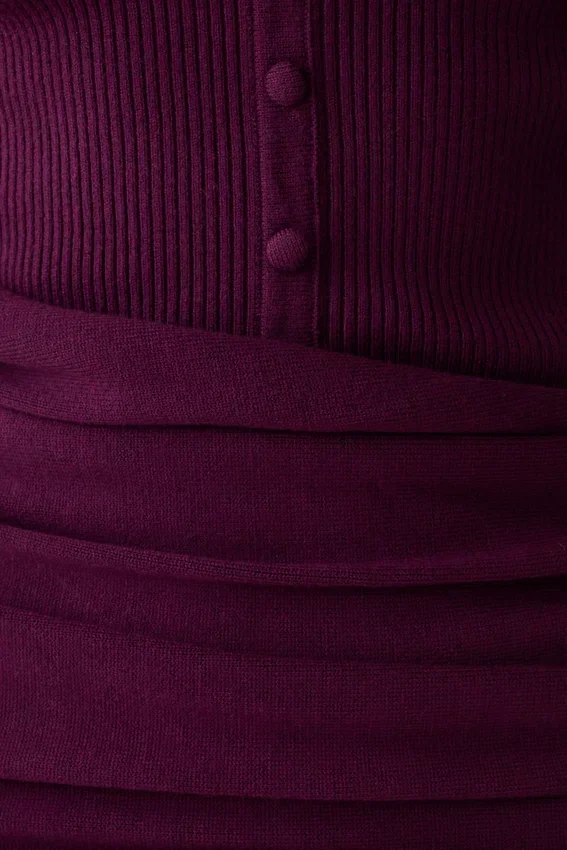 Agness Long Sleeve Button Up Knit Dress – Plum Agness Long Sleeve Button Up Knit Dress – Plum