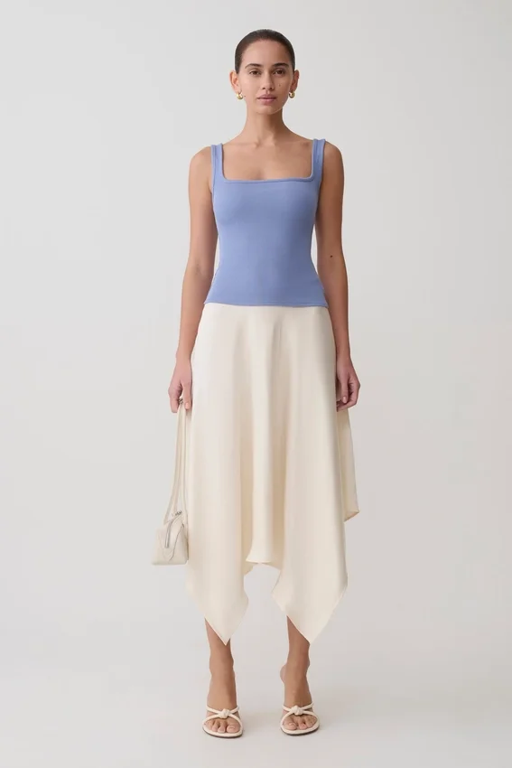 Aisling Ribbed Square Neck Sleeveless Top – Cornflower Blue Aisling Ribbed Square Neck Sleeveless Top – Cornflower Blue
