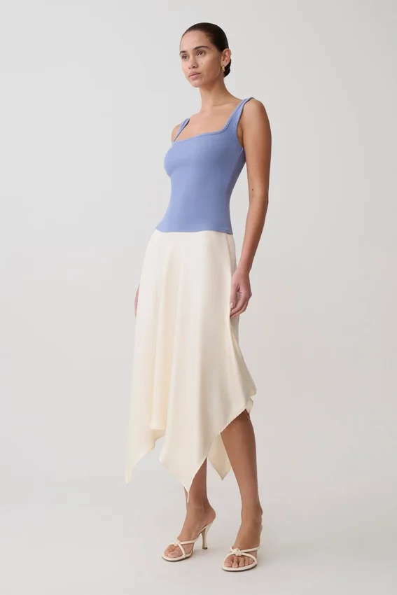 Aisling Ribbed Square Neck Sleeveless Top – Cornflower Blue Aisling Ribbed Square Neck Sleeveless Top – Cornflower Blue