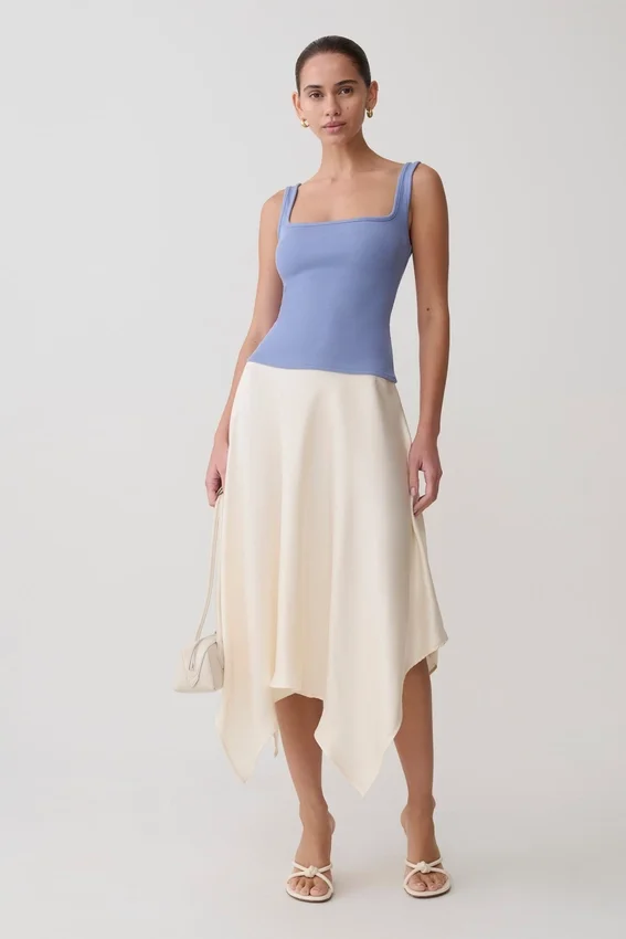 Aisling Ribbed Square Neck Sleeveless Top – Cornflower Blue Aisling Ribbed Square Neck Sleeveless Top – Cornflower Blue