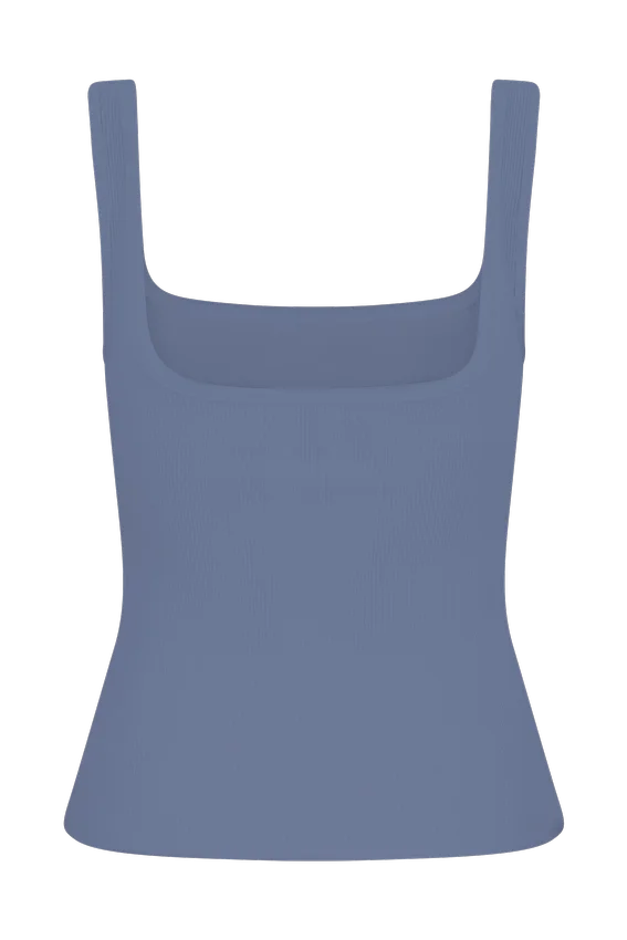 Aisling Ribbed Square Neck Sleeveless Top – Cornflower Blue Aisling Ribbed Square Neck Sleeveless Top – Cornflower Blue