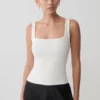 Aisling Ribbed Square Neck Sleeveless Top – Ivory Aisling Ribbed Square Neck Sleeveless Top – Ivory