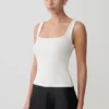 Aisling Ribbed Square Neck Sleeveless Top – Ivory Aisling Ribbed Square Neck Sleeveless Top – Ivory