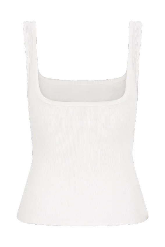 Aisling Ribbed Square Neck Sleeveless Top – Ivory Aisling Ribbed Square Neck Sleeveless Top – Ivory