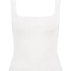 Aisling Ribbed Square Neck Sleeveless Top – Ivory Aisling Ribbed Square Neck Sleeveless Top – Ivory
