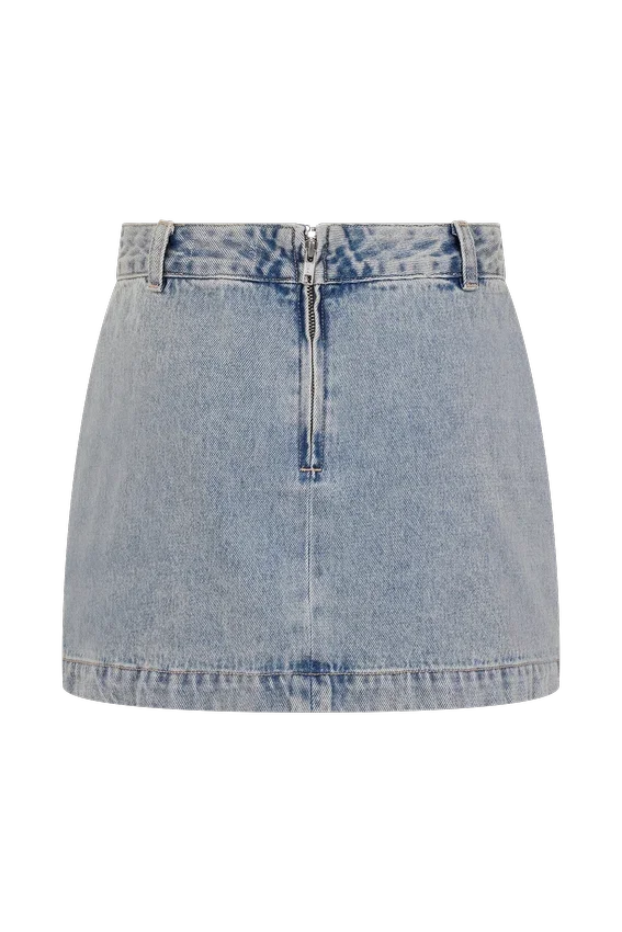 Alessia Embroidered Denim Mini Skirt – Light Vintage Alessia Embroidered Denim Mini Skirt – Light Vintage
