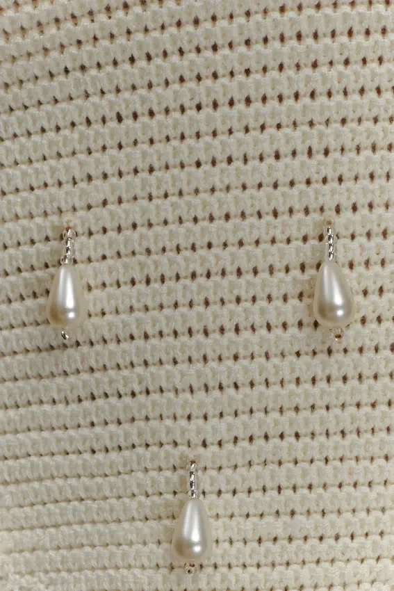Aletta Knit Pearl Halter Top – Ivory Aletta Knit Pearl Halter Top – Ivory