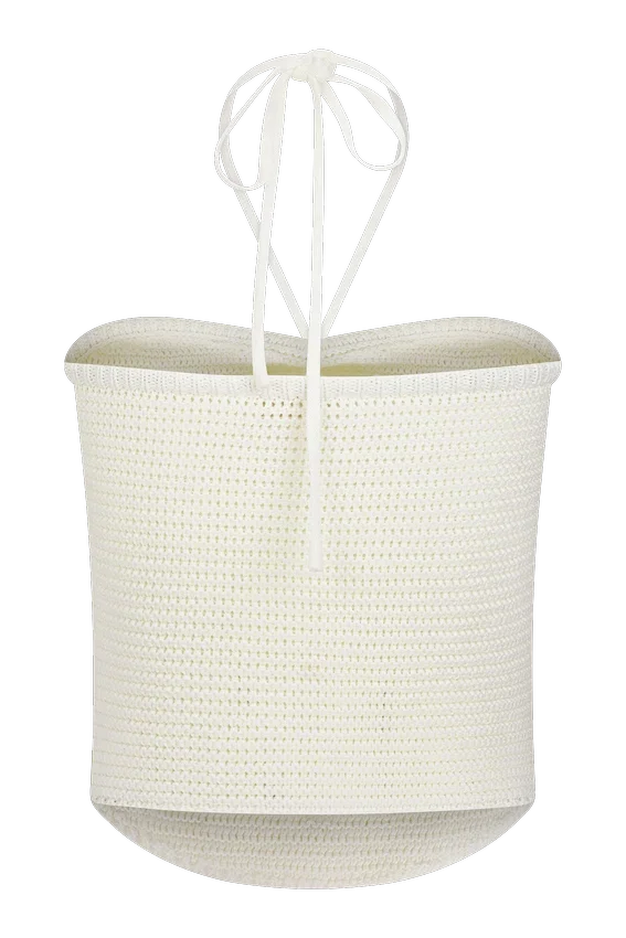 Aletta Knit Pearl Halter Top – Ivory Aletta Knit Pearl Halter Top – Ivory