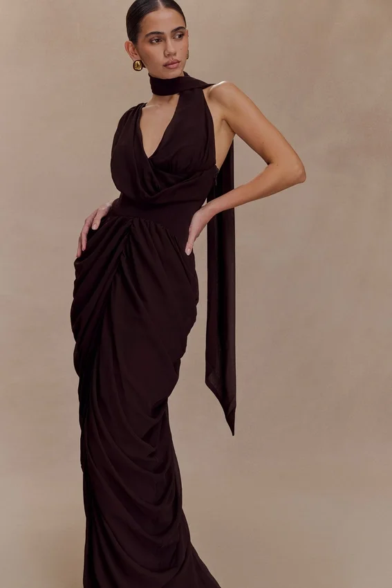 Alex Chiffon Maxi Dress – Cacao Brown Alex Chiffon Maxi Dress – Cacao Brown