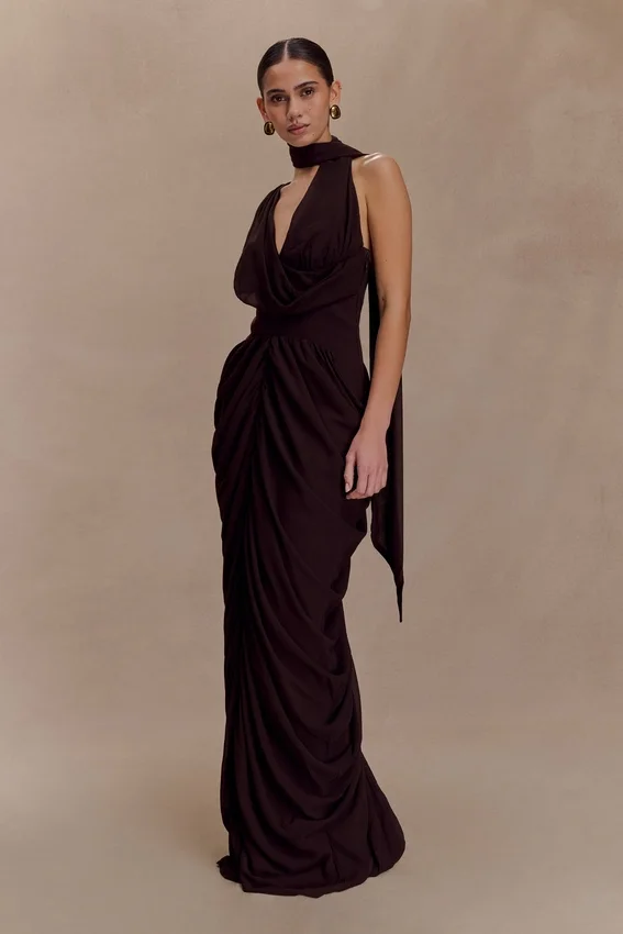 Alex Chiffon Maxi Dress – Cacao Brown Alex Chiffon Maxi Dress – Cacao Brown