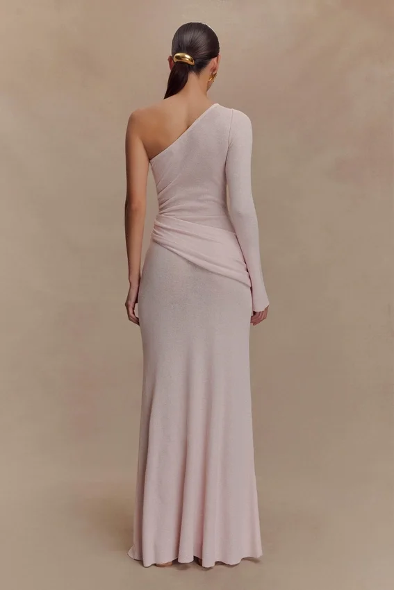 Alexius One Shoulder Knit Maxi Dress – Dusty Pink Alexius One Shoulder Knit Maxi Dress – Dusty Pink