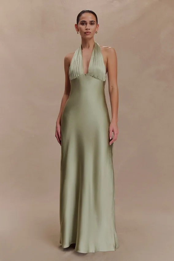 Alice Satin Halter Maxi Dress – Sage Alice Satin Halter Maxi Dress – Sage