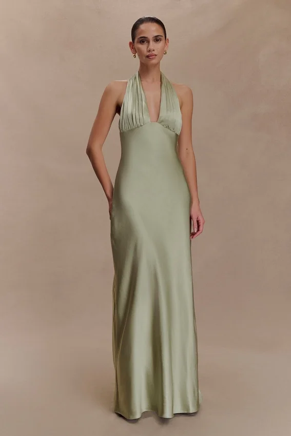 Alice Satin Halter Maxi Dress – Sage Alice Satin Halter Maxi Dress – Sage