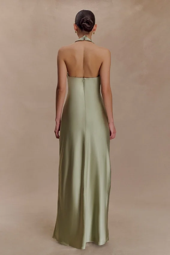 Alice Satin Halter Maxi Dress – Sage Alice Satin Halter Maxi Dress – Sage