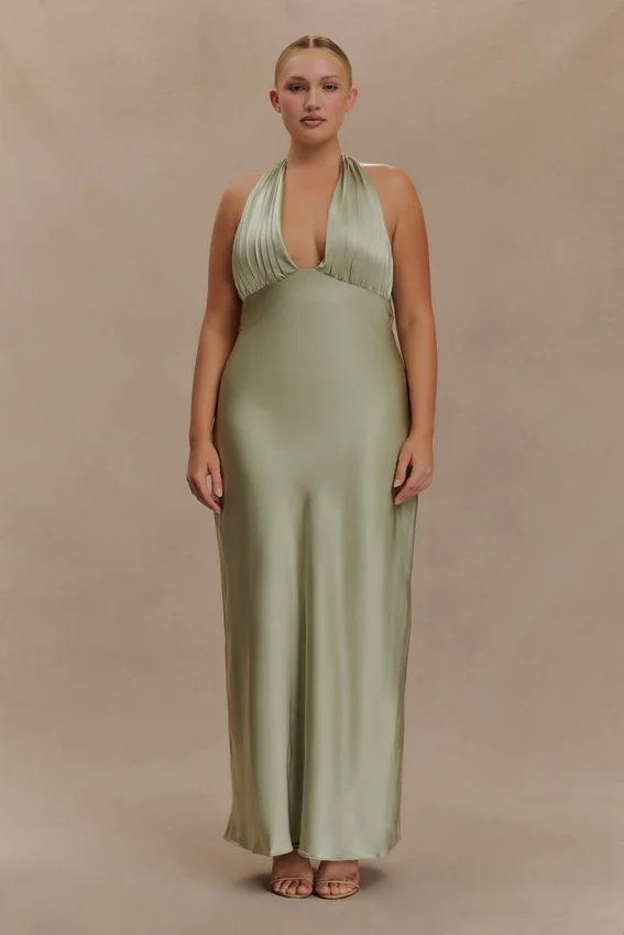 Alice Satin Halter Maxi Dress – Sage Alice Satin Halter Maxi Dress – Sage