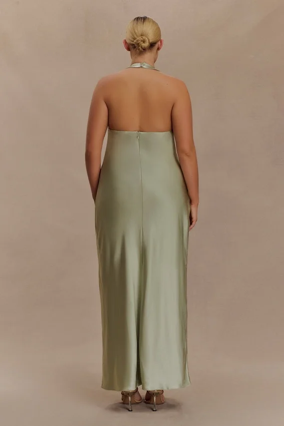Alice Satin Halter Maxi Dress – Sage Alice Satin Halter Maxi Dress – Sage