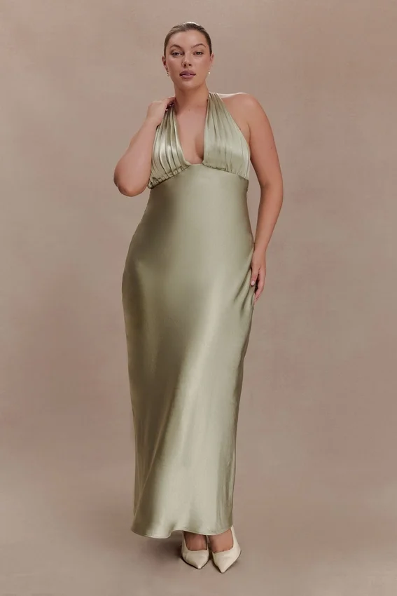 Alice Satin Halter Maxi Dress – Sage Alice Satin Halter Maxi Dress – Sage