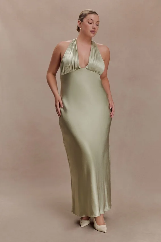 Alice Satin Halter Maxi Dress – Sage Alice Satin Halter Maxi Dress – Sage