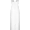 Alice Satin Halter Maxi Dress – White Alice Satin Halter Maxi Dress – White