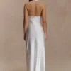Alice Satin Halter Maxi Dress – White Alice Satin Halter Maxi Dress – White