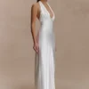 Alice Satin Halter Maxi Dress – White Alice Satin Halter Maxi Dress – White