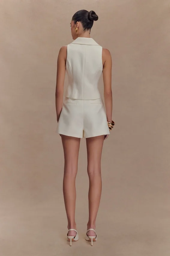 Alix Mixed Button Vest – Ivory Alix Mixed Button Vest – Ivory
