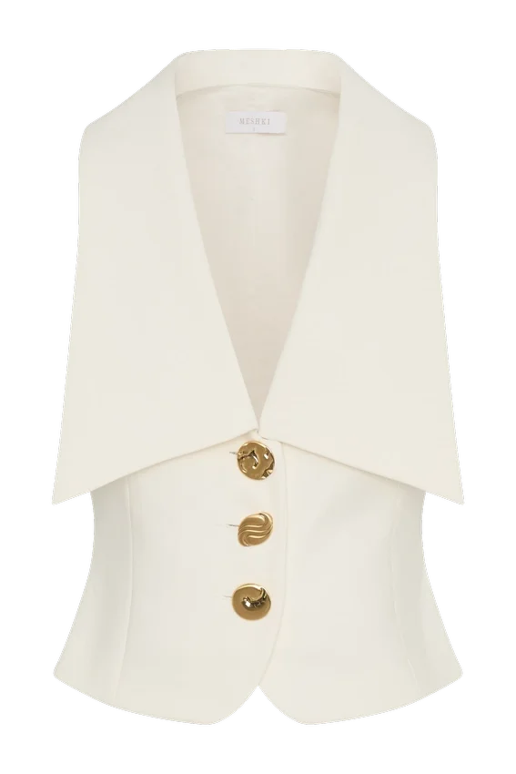 Alix Mixed Button Vest – Ivory Alix Mixed Button Vest – Ivory