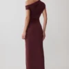 Alyn Off Shoulder Draped Maxi Dress – Dark Plum Alyn Off Shoulder Draped Maxi Dress – Dark Plum