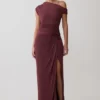 Alyn Off Shoulder Draped Maxi Dress – Dark Plum Alyn Off Shoulder Draped Maxi Dress – Dark Plum